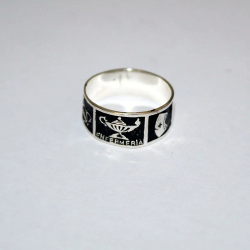 Anillo Graduación Enfermería Plata Ley 925 Cualquier Medida