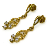 Aros Colgantes Flor Ramillete Con Cristales De Oro 18k  