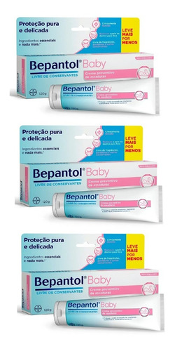 Kit Pomada Bepantol Baby 120g - Previne Assaduras 3 Unidades