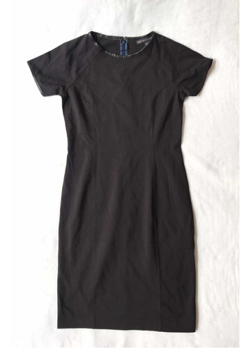 Brooks Brothers Vestido Negro Con Orillas De Piel Original