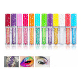 Set 12 Brillos Lip Gloss Glitter Para Labios, Cara Y Ojos