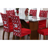 Kit C/ 6 Capas De Cadeira Vermelho Noel Elegante Decor
