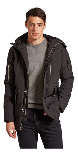 Campera Tipo Parka Negra Devré 01d114