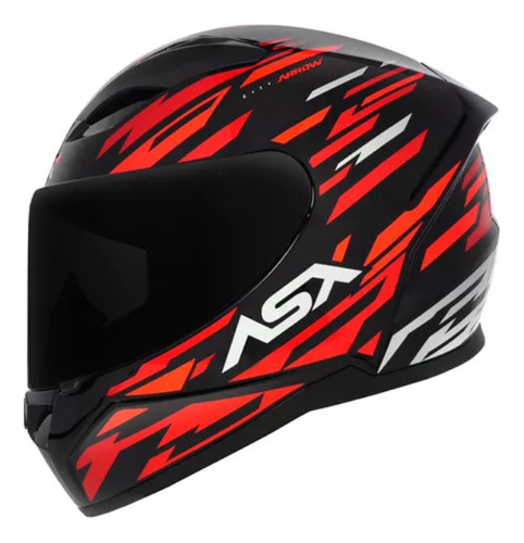 Capacete Asx City Arrow Brilho Preto Vermelho Branco