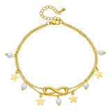 Tobillera Para Mujer Estrellas  En Oro Laminado 18k 