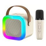 Caixa De Som Com Microfone Infantil Caixinha Bluetooth C/led