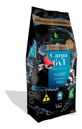 Ração Para Carpas Poytara Mix Premium 6x1 - 6 Kg + Brinde