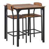 Homcom 3 Piece Industrial Counter Height Dining Table Set