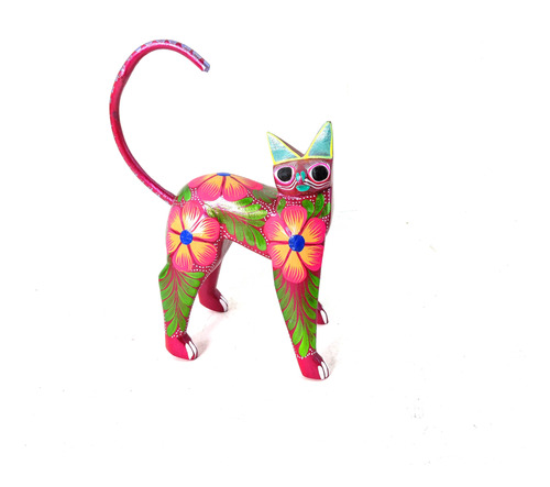 Figura Gato Parado Alebrije Artesania Oaxaca Copal 