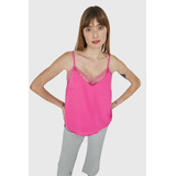 Blusa Escote V Encaje Fucsia Nicopoly