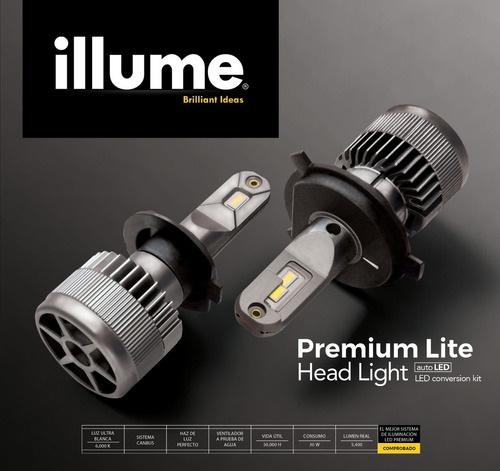 Focos Led Luces Illume Premium Lite H4 H13 9004 9007 Faros