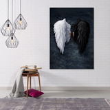 Alas De Ángel Blanco/negro Vertical Canvas Cuadro Decorativo