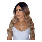 Peruca Lace Front Loira Ombre Hair Raiz Escura Sleek Daniel