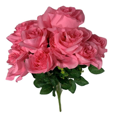 1 Buque C/ 11 Rosas Abertas Permanentes Arranjo Enfeite Flor
