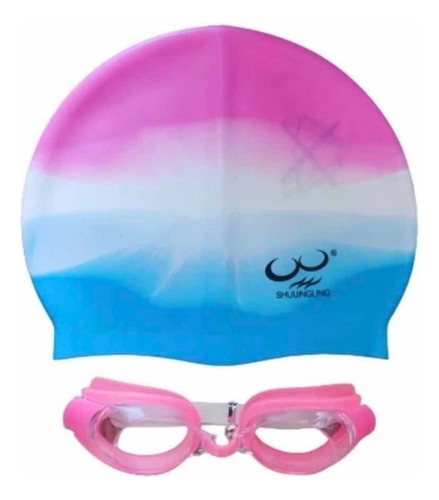 Set Natación Gorro Silicona + Lentes