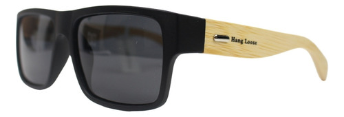 Óculos De Sol Hang Loose Polarizado Proteção Uv Acetato Cor Preto Cor Da Armação Preto/bamboo Cor Da Haste Bamboo Cor Da Lente Preta Desenho Preto-bambu