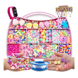 Kit  Maleta Pote Para Fazer Colar E Pulseira Infantil P10