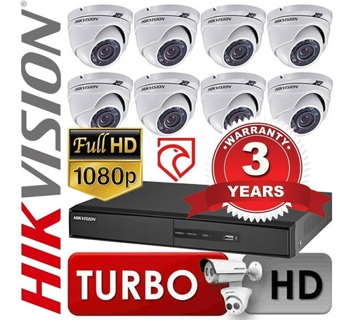 Kit Dvr Seguridad 8ch Hikvision 7208hghi-f1 + 8 Cam Martinez