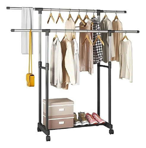 Organizador De Ropa Ajustable Closet Doble Organizador Metal