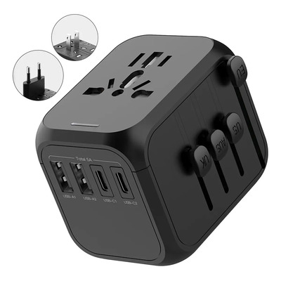 Adaptador De Cargador Europeo Viajes Universales Adaptador Enchufe Con 2 Puertos Tipo-c Y 2 Puertos Usb-a, Apto Para Más De 180 Países, Incluidos Europa, Australia, Estados Unidos, Tailandia, Etc. | Envío gratis