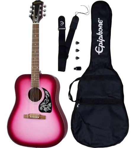 Player Pack Guitarra EpiPhone Starling Acoustic Hotpinkpearl