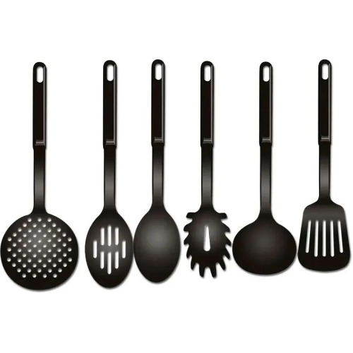 Kit Utensílios Cozinha Nylon Preto,,