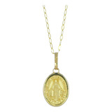 Cadena Medalla Virgen Gpe Milagrosa Oro 14k Stellina Color Amarillo