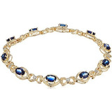 Pulsera De Zafiro Azul Y Blanco De Oro Amarillo De 18 K