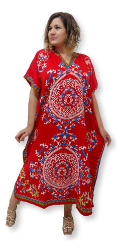 Vestido Indiano Kaftan Longo Importado Estampa Mandala 30596