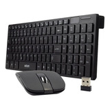 Kit Teclado E Mouse Sem Fio Bk-s1000 Preto Super Slim