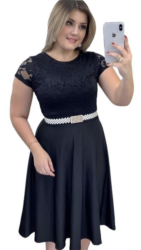 Vestido Feminino - Moda Evangélica - Midi Godê Festa + Cinto