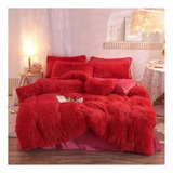 Cobertor Rojo Peludo Con Chiporro Premium 1.5 Plazas Premium