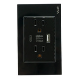 Placa Valo Contacto Duplex Y 2 Entradas Usb Cristal Templado