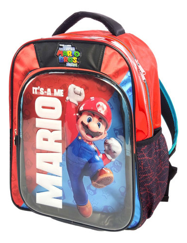 Mochila Back Pack Escolar De Primaria The Super Mario Bros Movie En 3d Hardshell Color Rojo