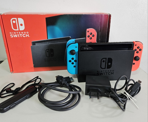 Nintendo Switch Vermelho Néon 32gb Memória Usado V2