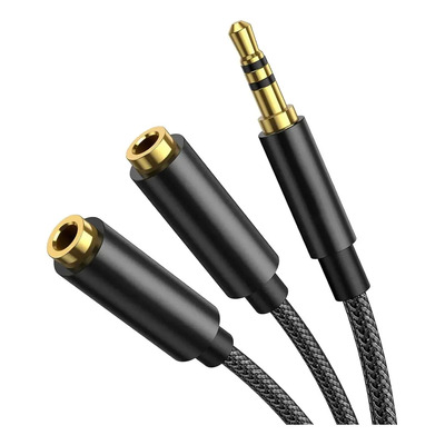 Kewezhu Cable Nylon Adaptador Auxiliar 3.5mm Macho A Divisor Doble 3.5mm Hembra Audifonos Audio Compatible con iPhone, iPad, Auriculares, Altavoz, MP3, 25CM Negro | MercadoLibre