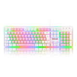 Teclado Gamer Membrana Redragon Rgb Dyaus 2 Rosa Com Branco