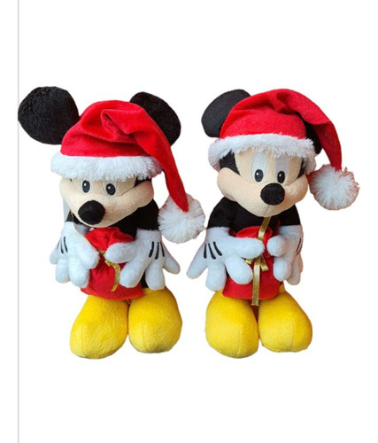 Kit Enfeite 2 Natal Mickey Mouse  30 Cm  Pelúcia Foto Real 