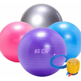 Bola Pilates Yoga Funcional 65cm Suporta 200kg Premium Bomba Cor Azul