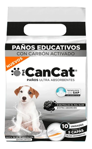 Paños Pañales Entrenamiento X50 Carbon Activado Cancat 60x60