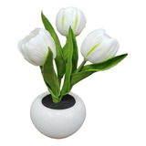 Lámpara Con Diseño De Tulipán Artificial Con Maceta