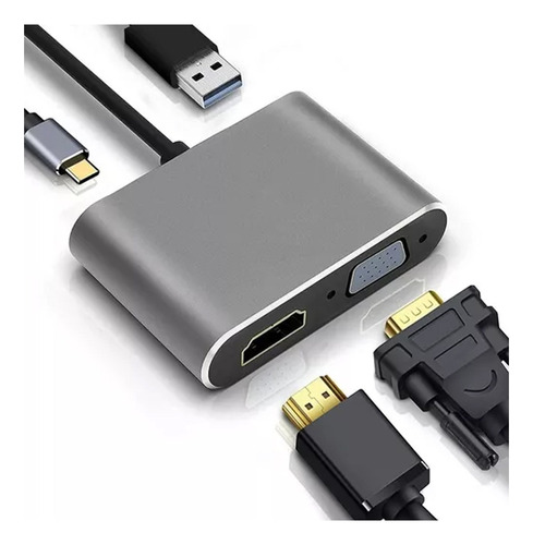 Adaptador Multi-puerto Usb Tipo C Dock Hub 4 En 1 Vga-hdmi-c