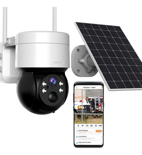 Solar Cámara De Seguridad 2k Hd Wifi Ptz Con Baterías 