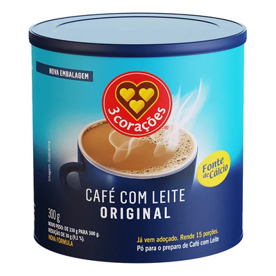 Café Com Leite Original Solúvel Lata Três Corações | MercadoLivre