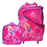 Kit Mochila Rodinha Barbie  Lancheira Térmica Infantil Tam G