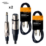 Pack X2 Cable Xlr (cannon) Plug Mono Microfono - 6 Metros 
