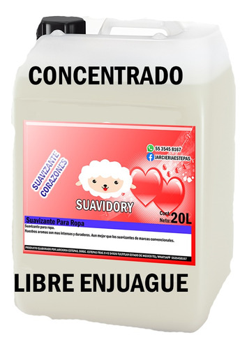 20l Suavizante Suavidory Libre Enjuague Concentrado