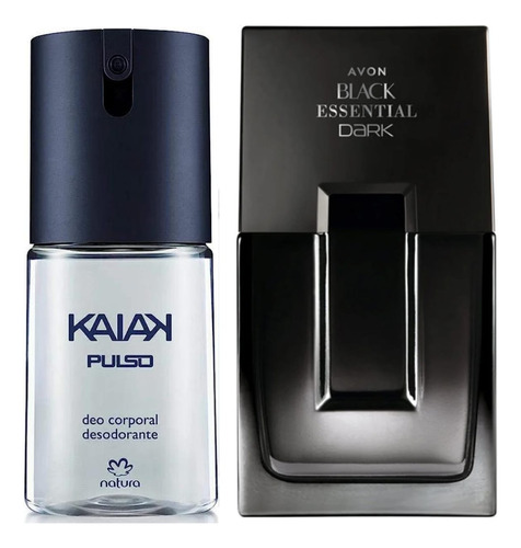 Natura Kaiak Deo Corporal 100ml + Avon Black Essential Colônia 100ml Kit 2 Perfumes