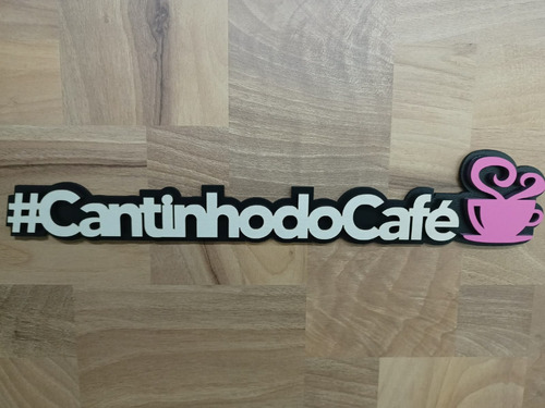 Placa Cantinho Do Café Alto Relevo Mdf Detalhe Rosa