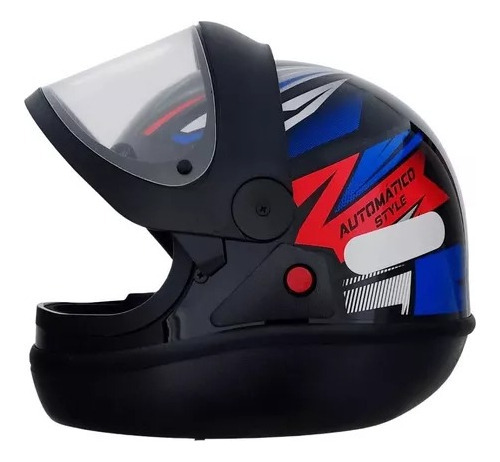 Capacete Style Ebf Moto Automatico Entregador Preto Azul 58